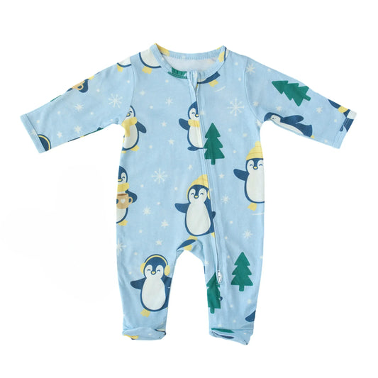 Winter Waddle Zipped Onesie (0–12 Months) – Limited Edition 100% Cotton Muslin Baby Sleepwear  Snuggle Buds