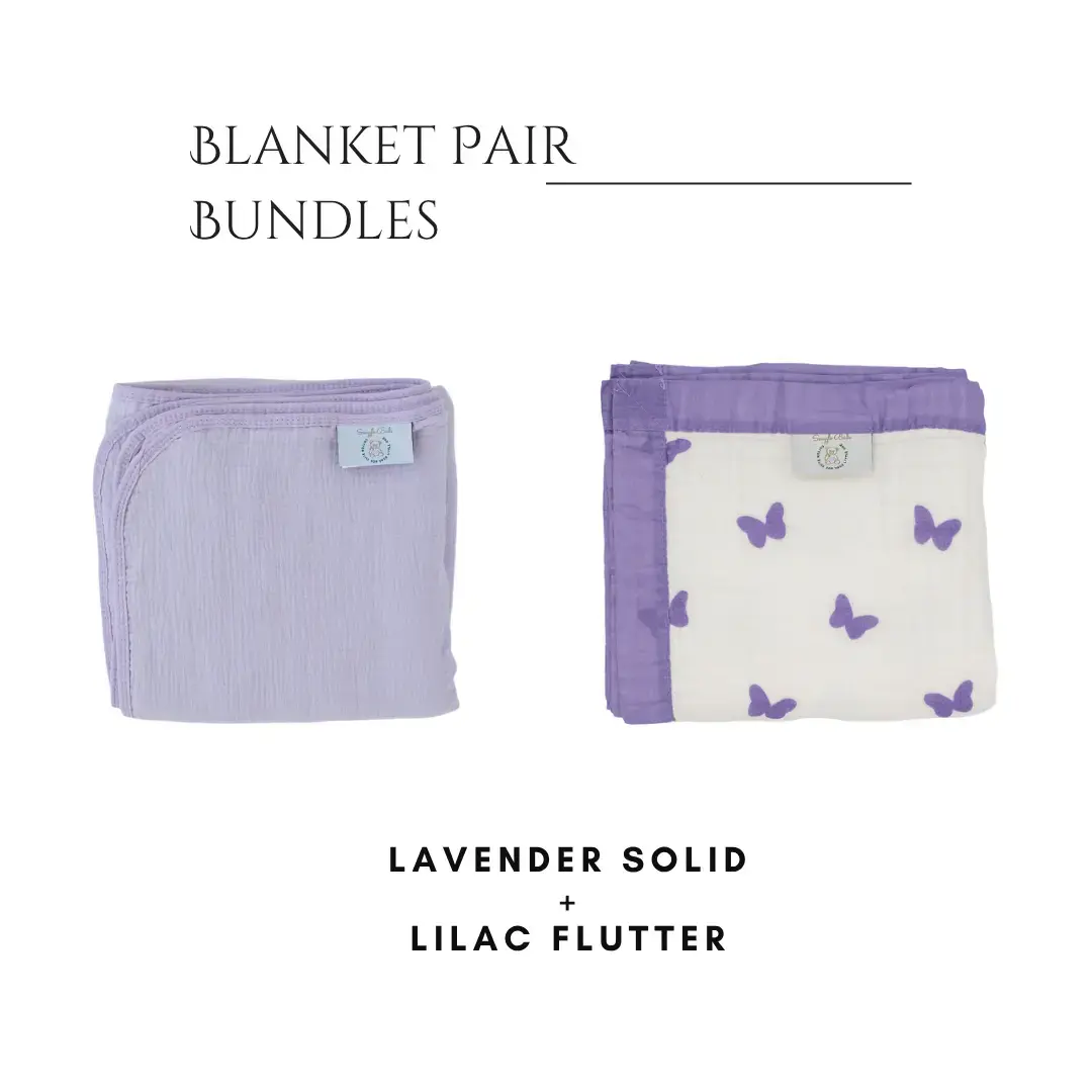 Lavender Solid + Lilac Flutter Blanket Bundle Snuggle Buds