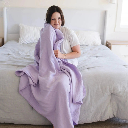 Lavender Solid + Lilac Flutter Blanket Bundle Snuggle Buds