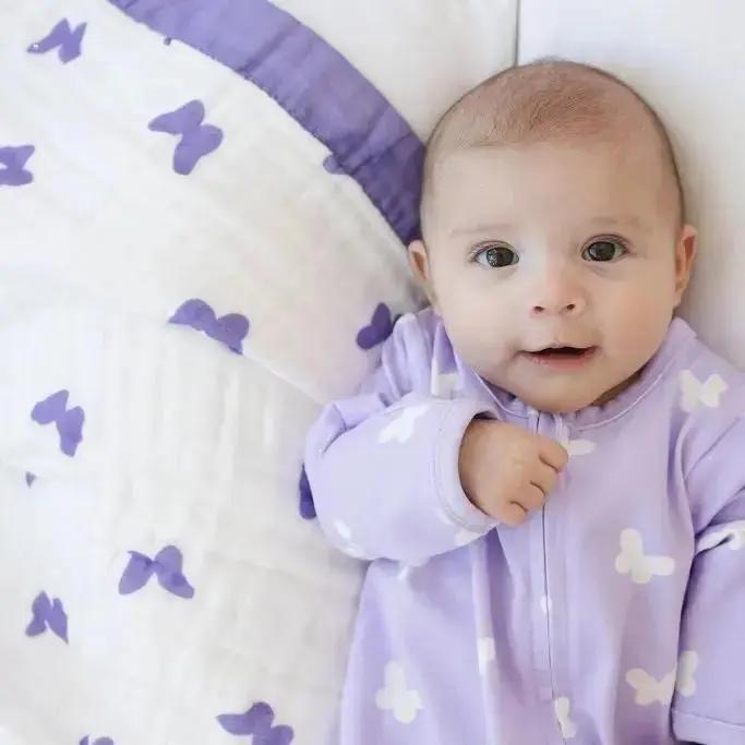 NEW - Lilac Flutter – 100% Muslin Cotton Baby Blanket Quilt for Newborns & Toddlers  Snuggle Buds