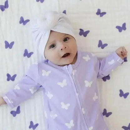 NEW - Lilac Flutter – 100% Muslin Cotton Baby Blanket Quilt for Newborns & Toddlers  Snuggle Buds