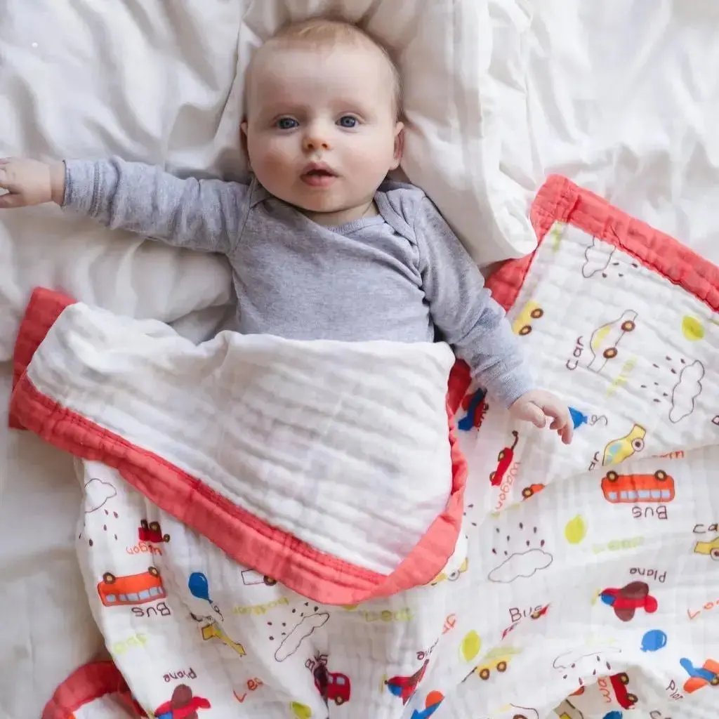 Vroom Vroom 100% Muslin Cotton Baby Blanket 🚗✨ -  Snuggle Buds