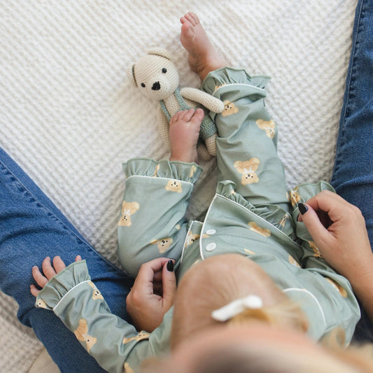 Teddy Bear Print - Cotton Pajamas for Toddlers & Kids (12M–4Y) Snuggle Buds