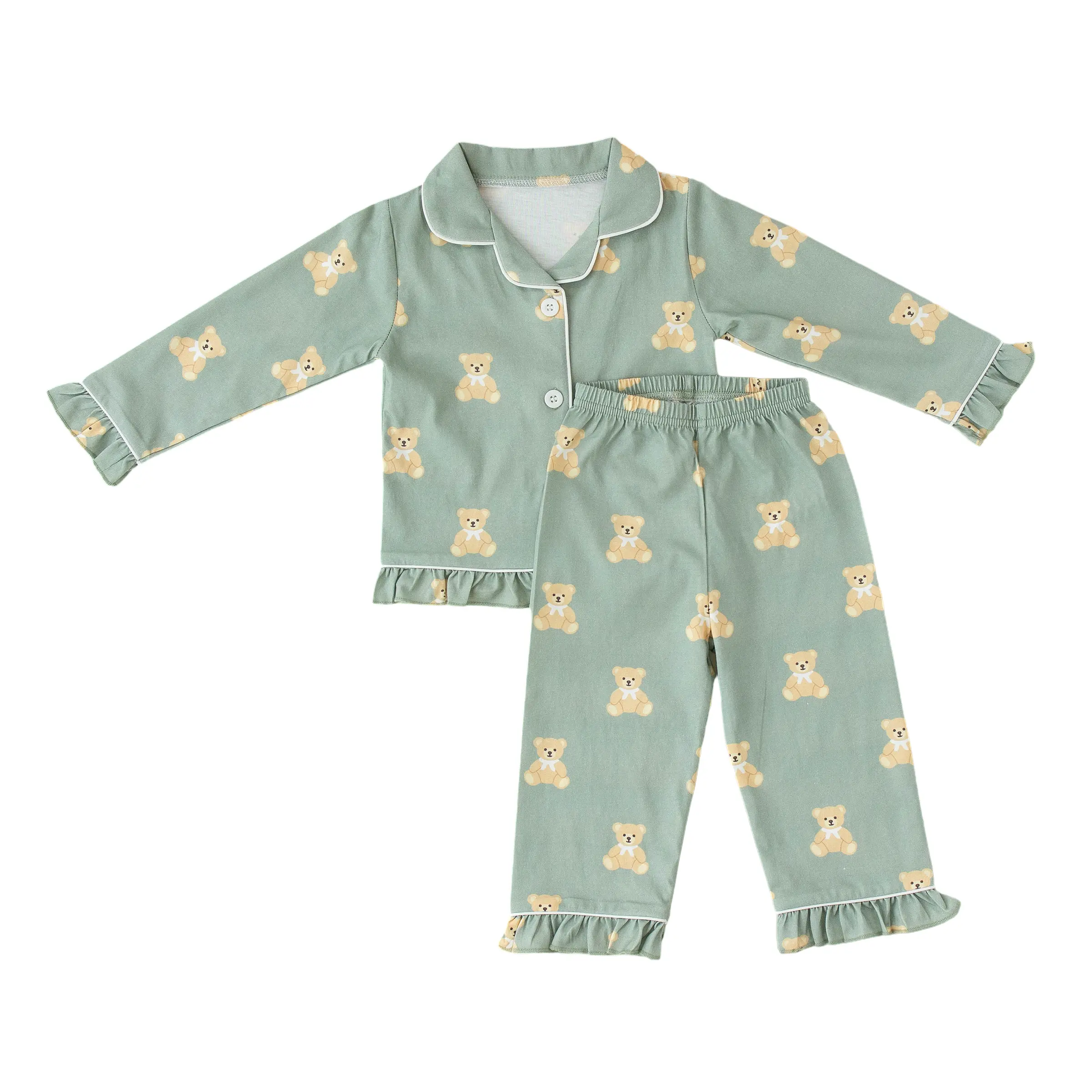 Teddy Bear Print - Cotton Pajamas for Toddlers & Kids (12M–4Y) Snuggle Buds