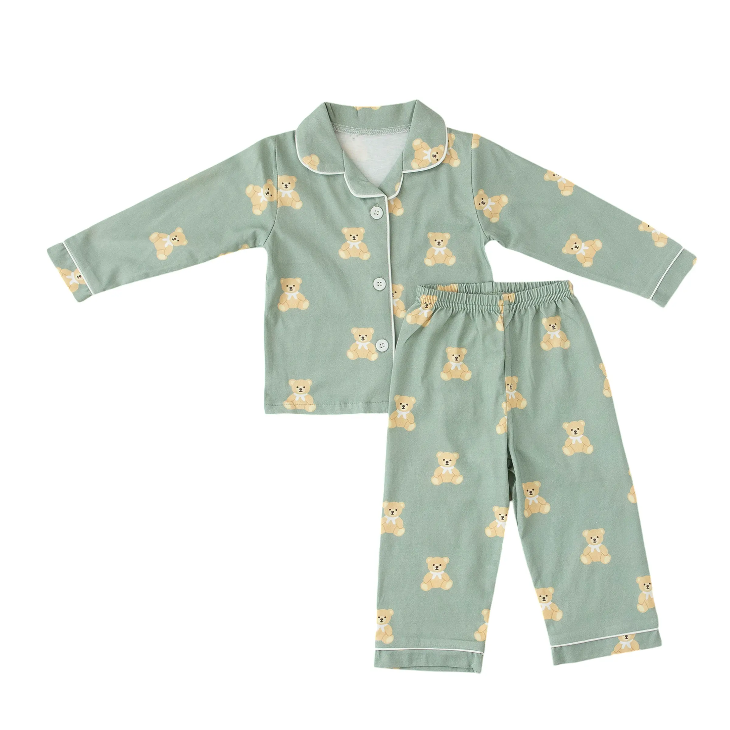 Teddy Bear Print - Cotton Pajamas for Toddlers & Kids (12M–4Y) Snuggle Buds