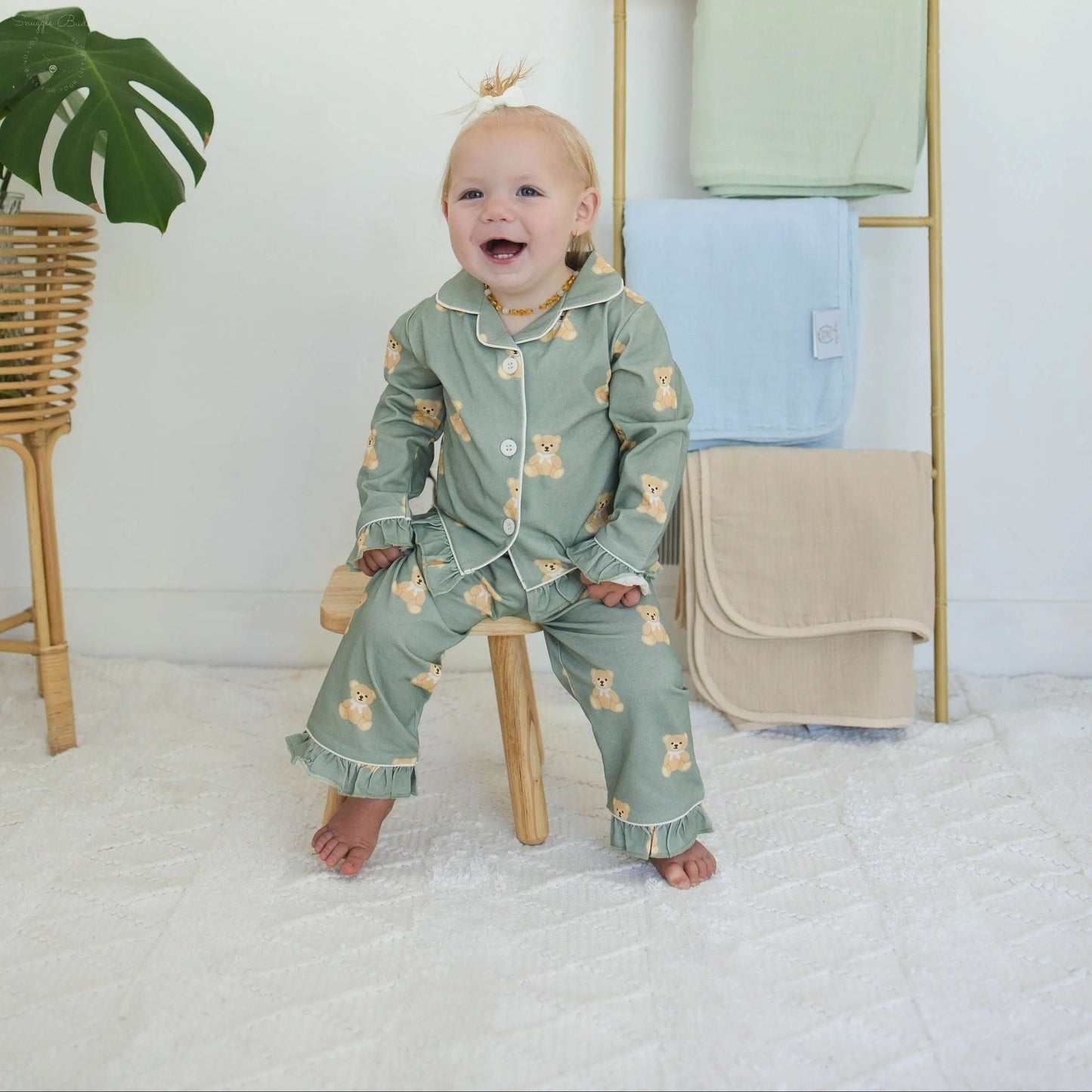 Teddy Bear Print - Cotton Pajamas for Toddlers & Kids (12M–4Y) Snuggle Buds