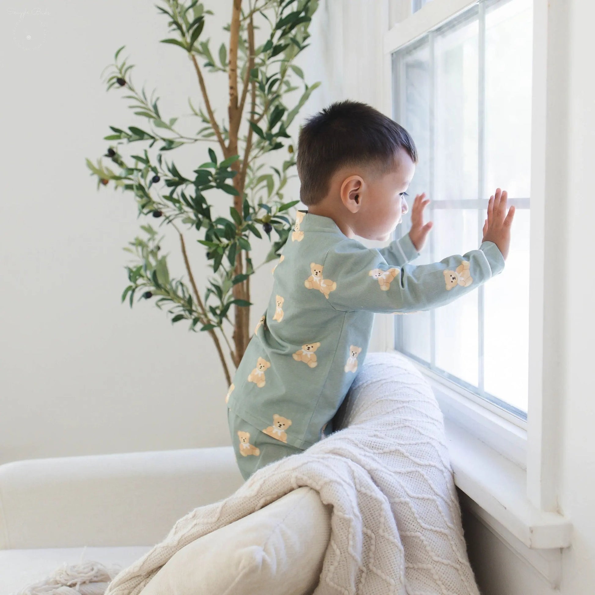 Teddy Bear Print - Cotton Pajamas for Toddlers & Kids (12M–4Y) Snuggle Buds