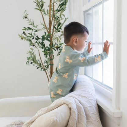 Teddy Bear Print - Cotton Pajamas for Toddlers & Kids (12M–4Y) Snuggle Buds