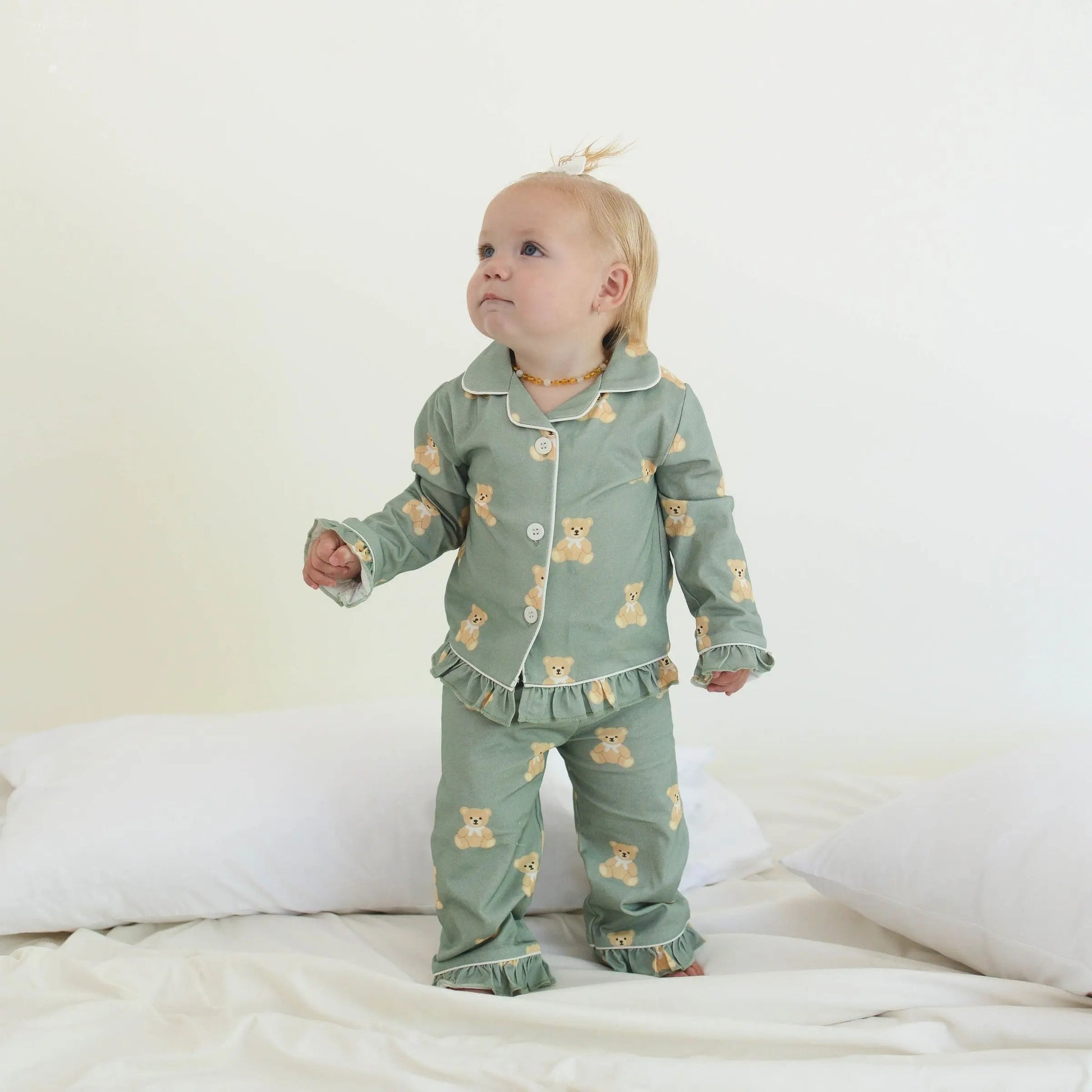 Teddy Bear Print - Cotton Pajamas for Toddlers & Kids (12M–4Y) Snuggle Buds