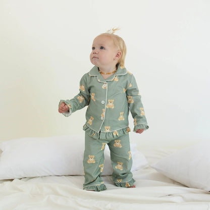 Teddy Bear Print - Cotton Pajamas for Toddlers & Kids (12M–4Y) Snuggle Buds