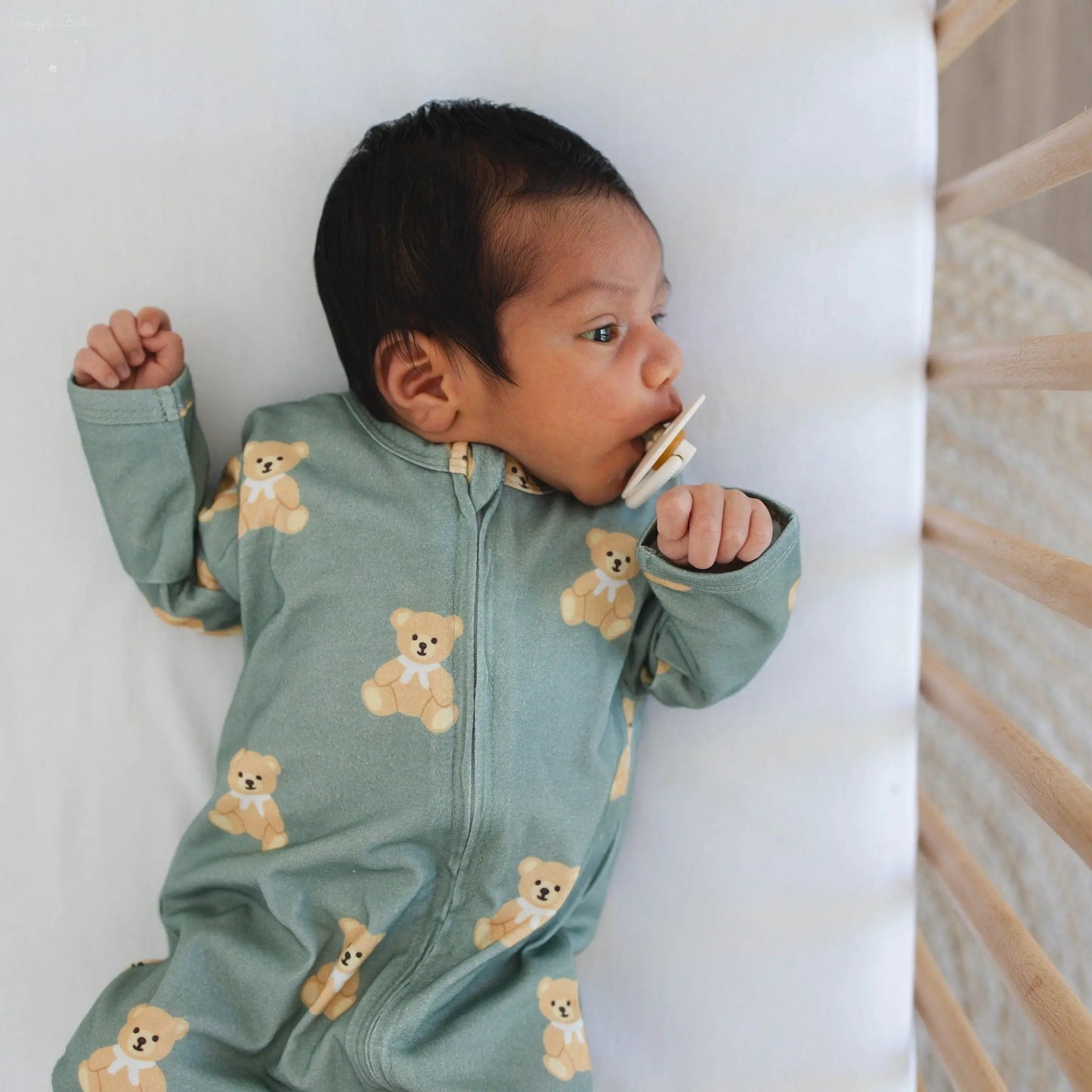 Teddy Bear Zipped Onesie (0–12 Months) – 100% Cotton Muslin Baby Sleepwear (Copy) Snuggle Buds