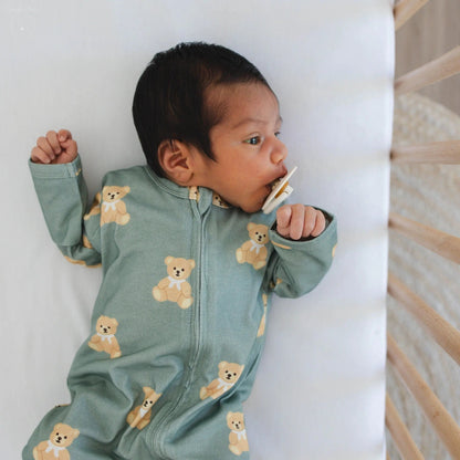 Teddy Bear Zipped Onesie (0–12 Months) – 100% Cotton Muslin Baby Sleepwear (Copy) Snuggle Buds