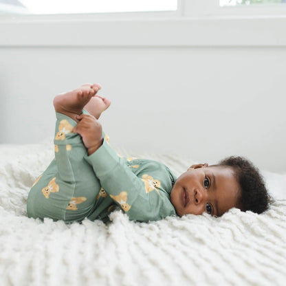 Teddy Bear Zipped Onesie (0–12 Months) – 100% Cotton Muslin Baby Sleepwear (Copy) Snuggle Buds