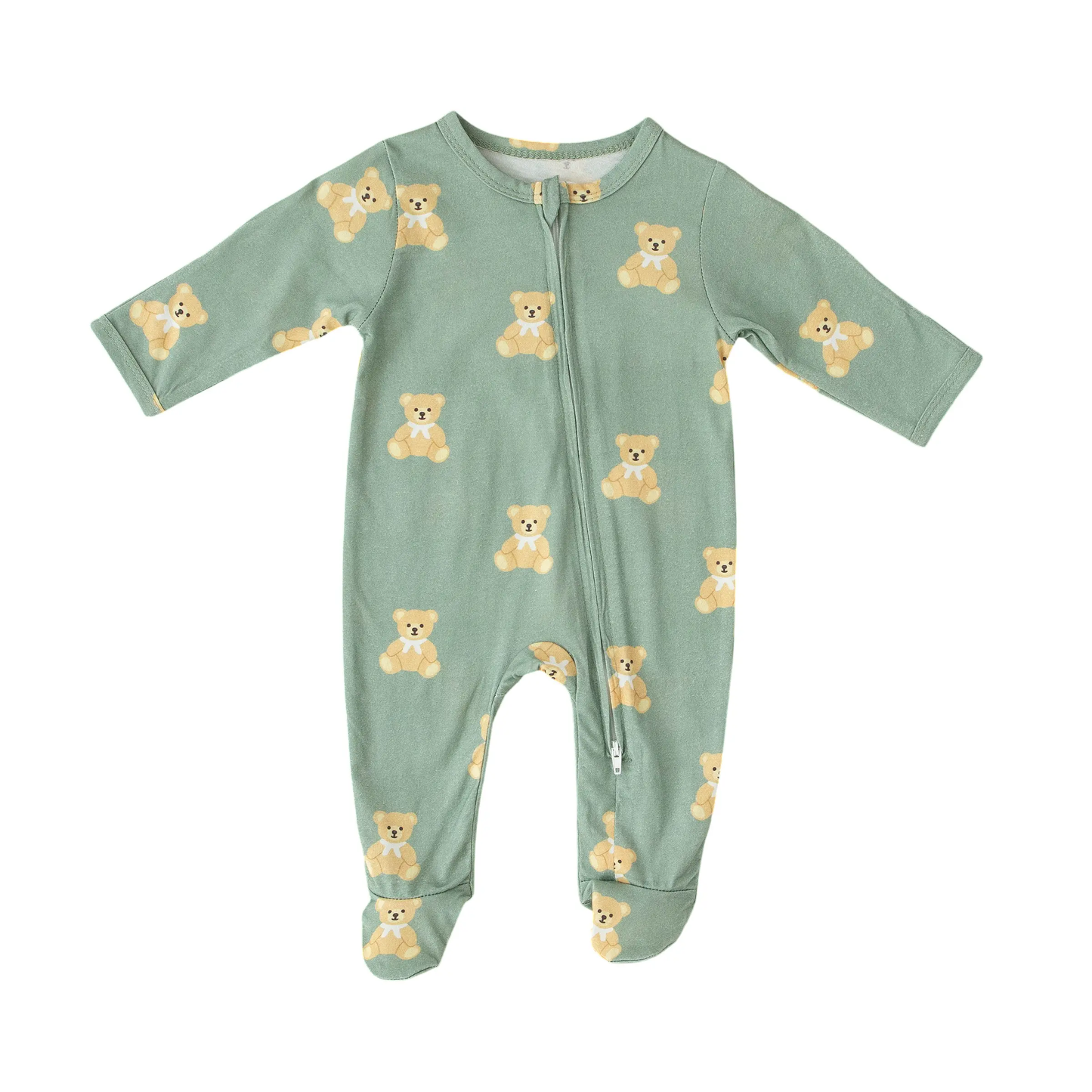 Teddy Bear Zipped Onesie (0–12 Months) – 100% Cotton Muslin Baby Sleepwear (Copy) Snuggle Buds