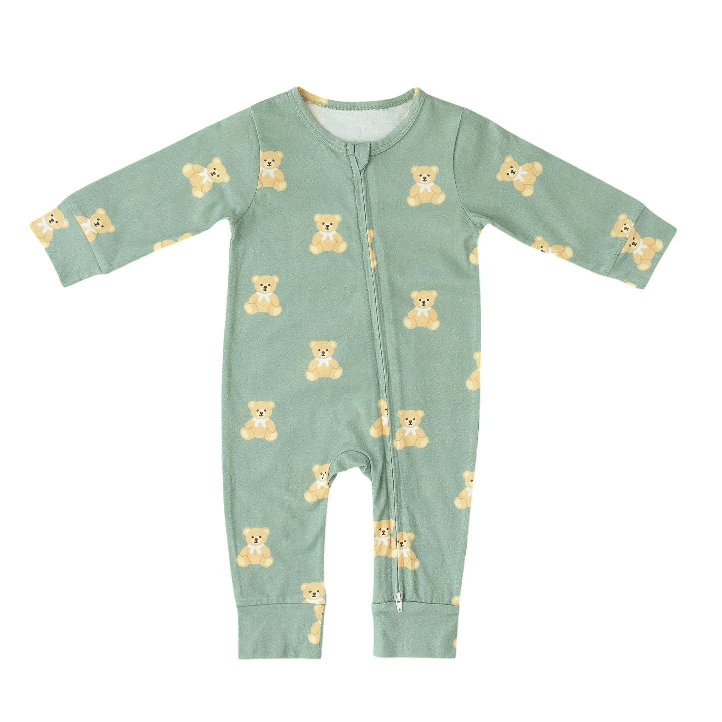Teddy Bear Zipped Onesie (0–12 Months) – 100% Cotton Muslin Baby Sleepwear (Copy) Snuggle Buds