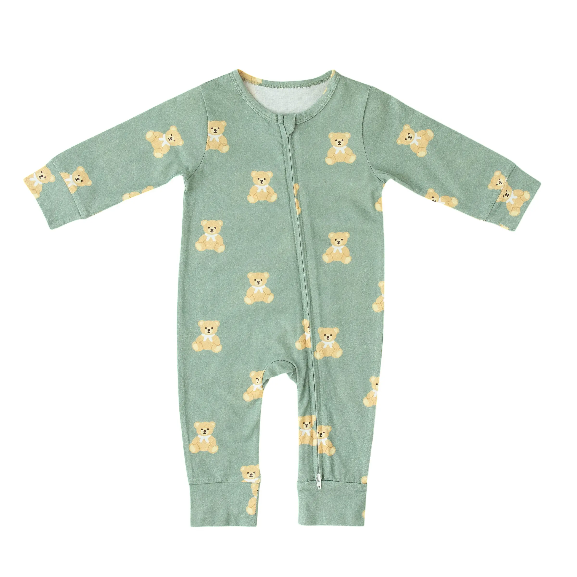 Teddy Bear Zipped Onesie (0–12 Months) – 100% Cotton Muslin Baby Sleepwear (Copy) Snuggle Buds