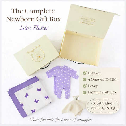 The Complete Newborn Gift Box – Lilac Flutter Snuggle Buds