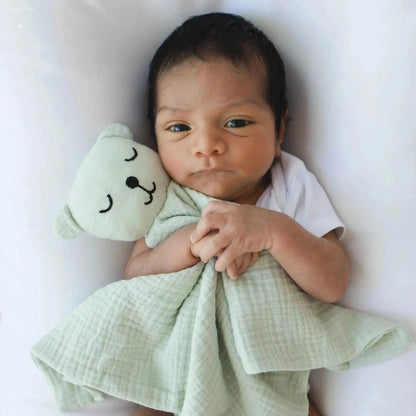 100% Muslin Cotton Comfort Blanket (Lovey) – Light Sand, Ivory & Sage  Snuggle Buds