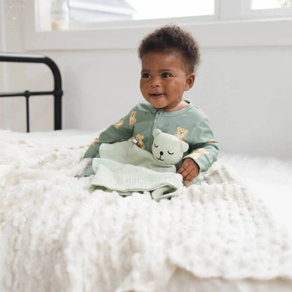 100% Muslin Cotton Comfort Blanket (Lovey) – Light Sand, Ivory & Sage  Snuggle Buds