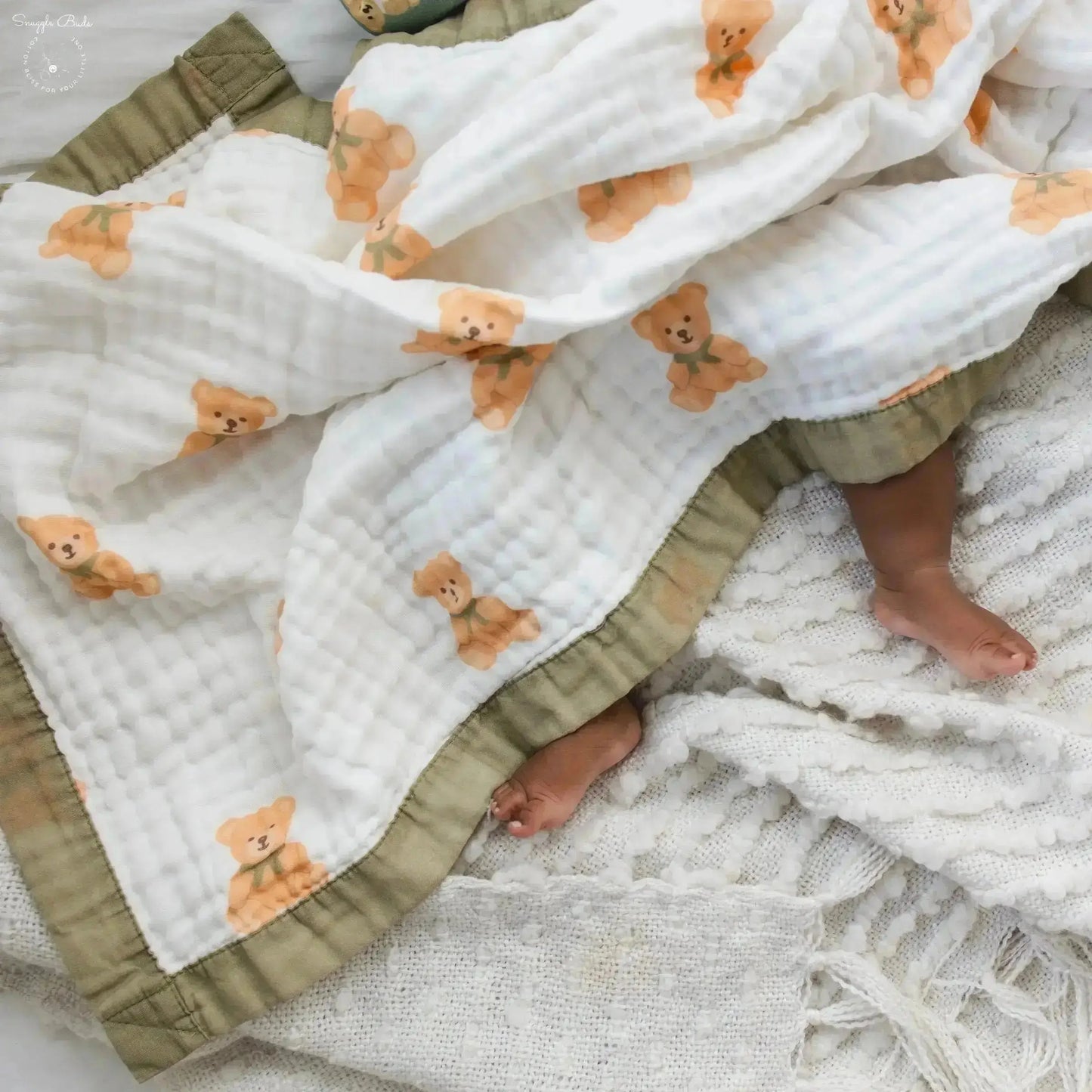 100% Muslin Cotton Baby Blanket – Teddy Bear Snuggle Print for Newborns & Toddlers My Store