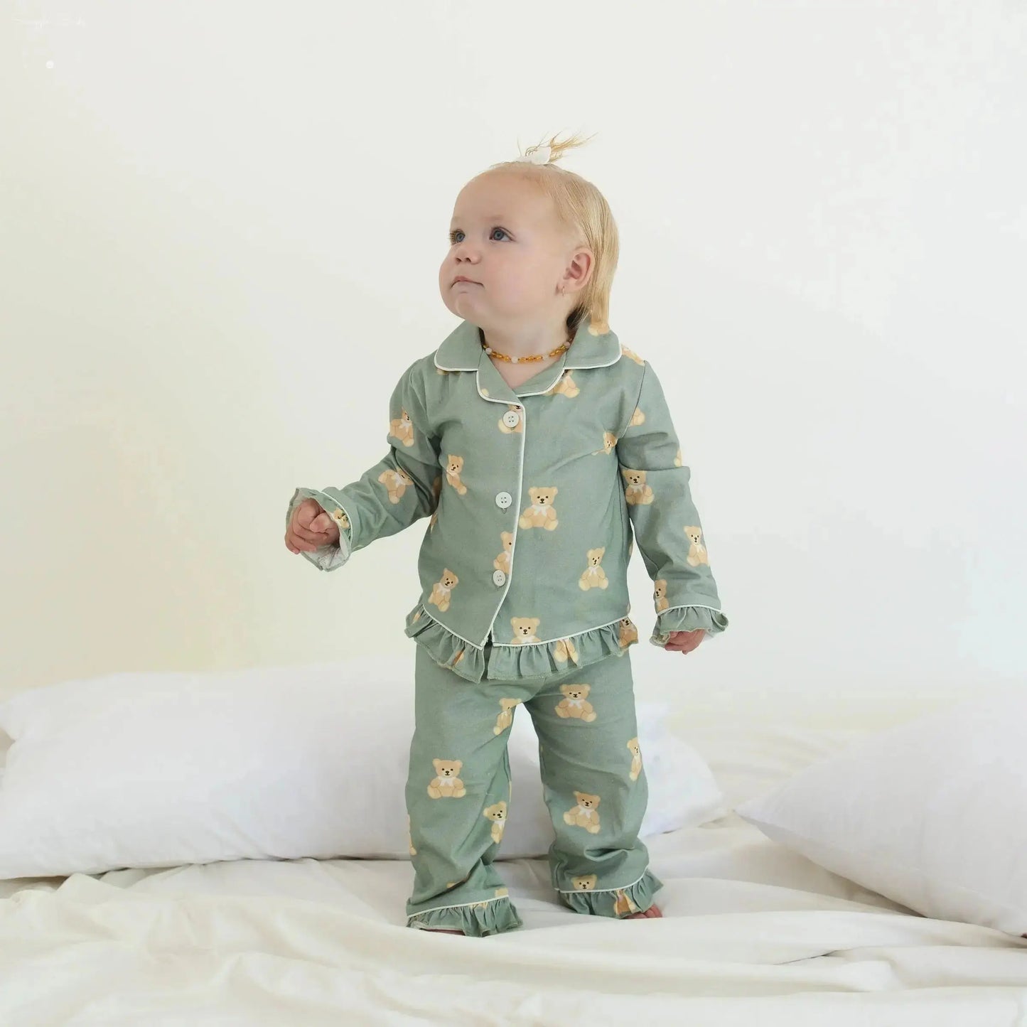 Teddy Bear Print - Cotton Pajamas for Toddlers & Kids (12M–4Y) Snuggle Buds