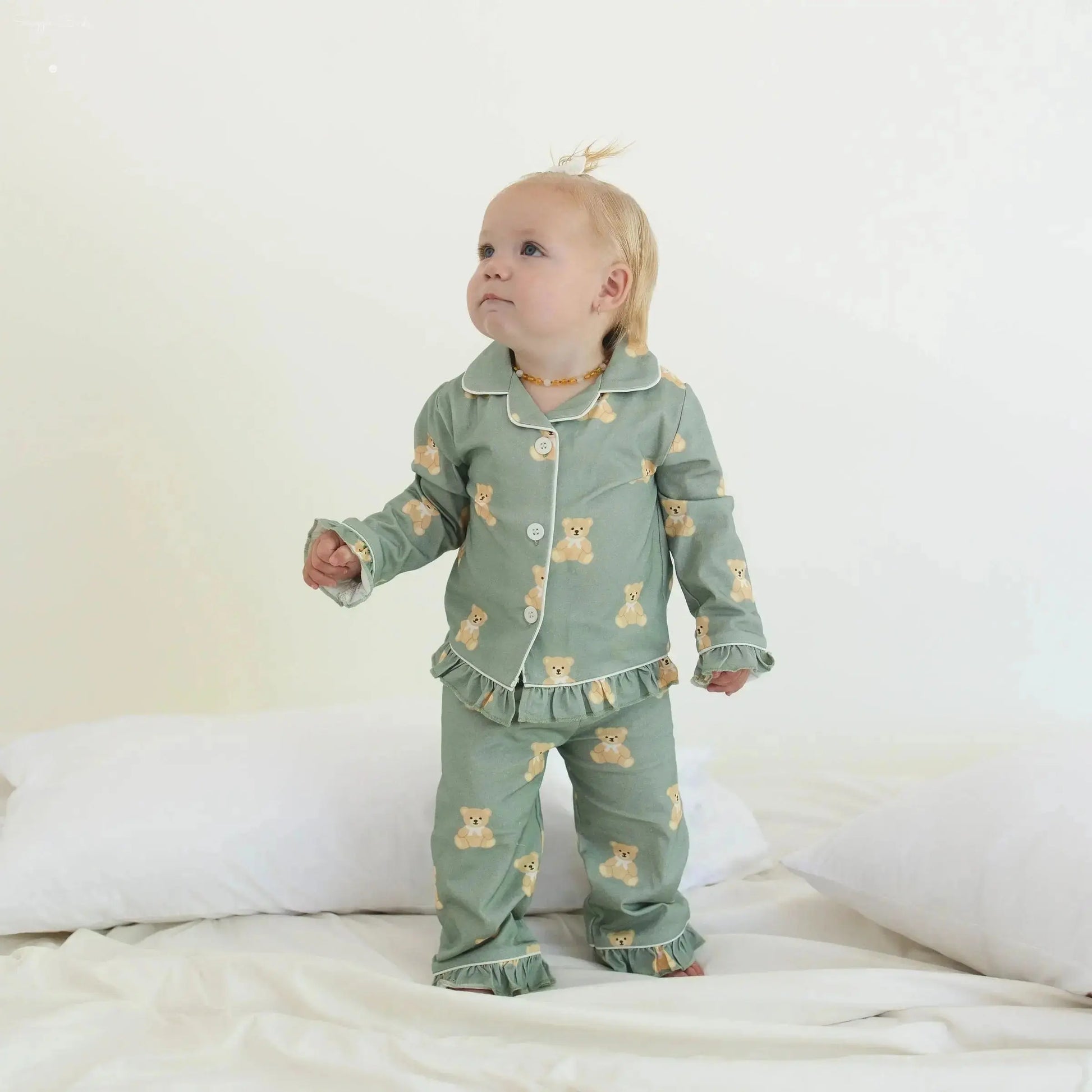 Teddy Bear Print - Cotton Pajamas for Toddlers & Kids (12M–4Y) Snuggle Buds