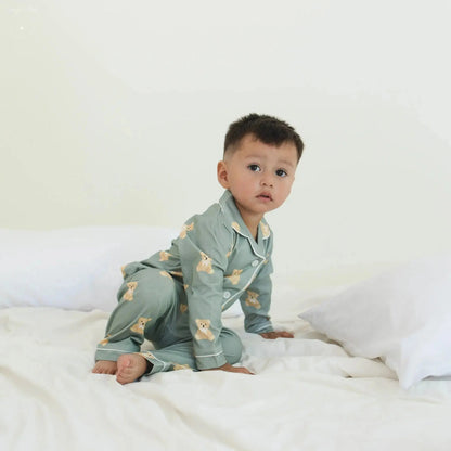 Teddy Bear Print - Cotton Pajamas for Toddlers & Kids (12M–4Y) Snuggle Buds
