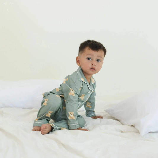 Teddy Bear Print - Cotton Pajamas for Toddlers & Kids (12M–4Y) Snuggle Buds