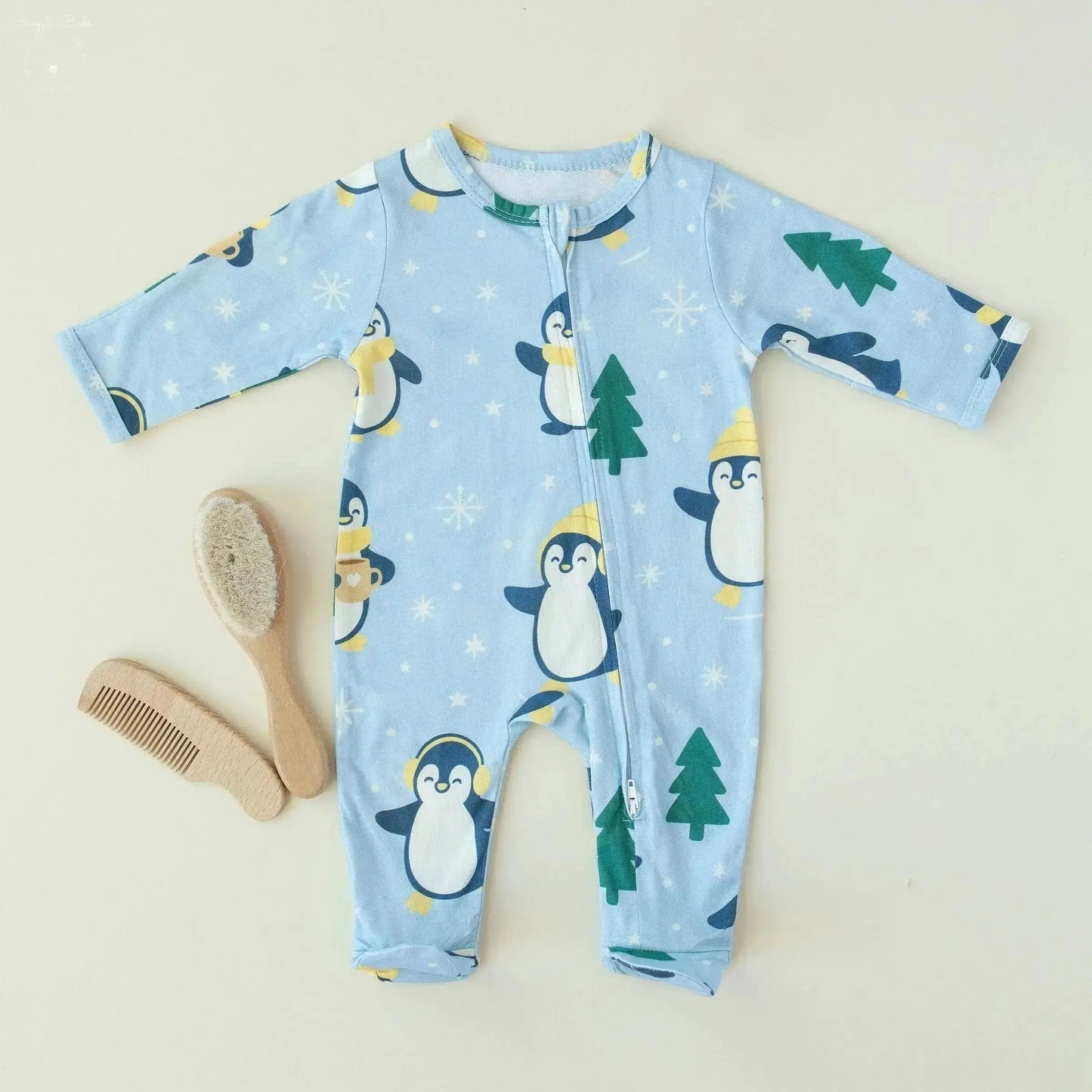 Winter Waddle Zipped Onesie (0–12 Months) – Limited Edition 100% Cotton Muslin Baby Sleepwear  Snuggle Buds