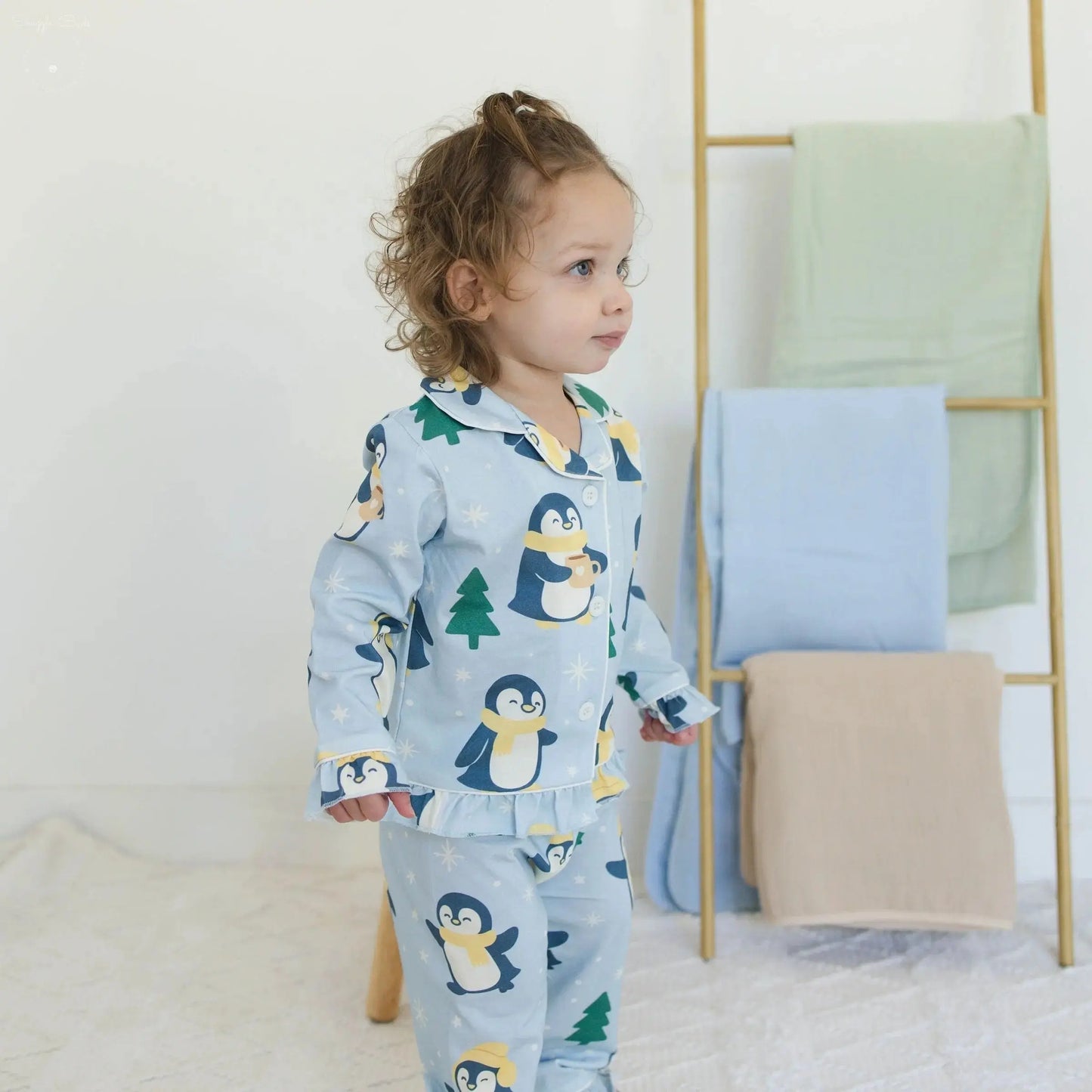 Winter Waddle Cotton Pajamas – Limited Edition Penguin Print for Toddlers & Kids (Classic & Ruffle) Snuggle Buds