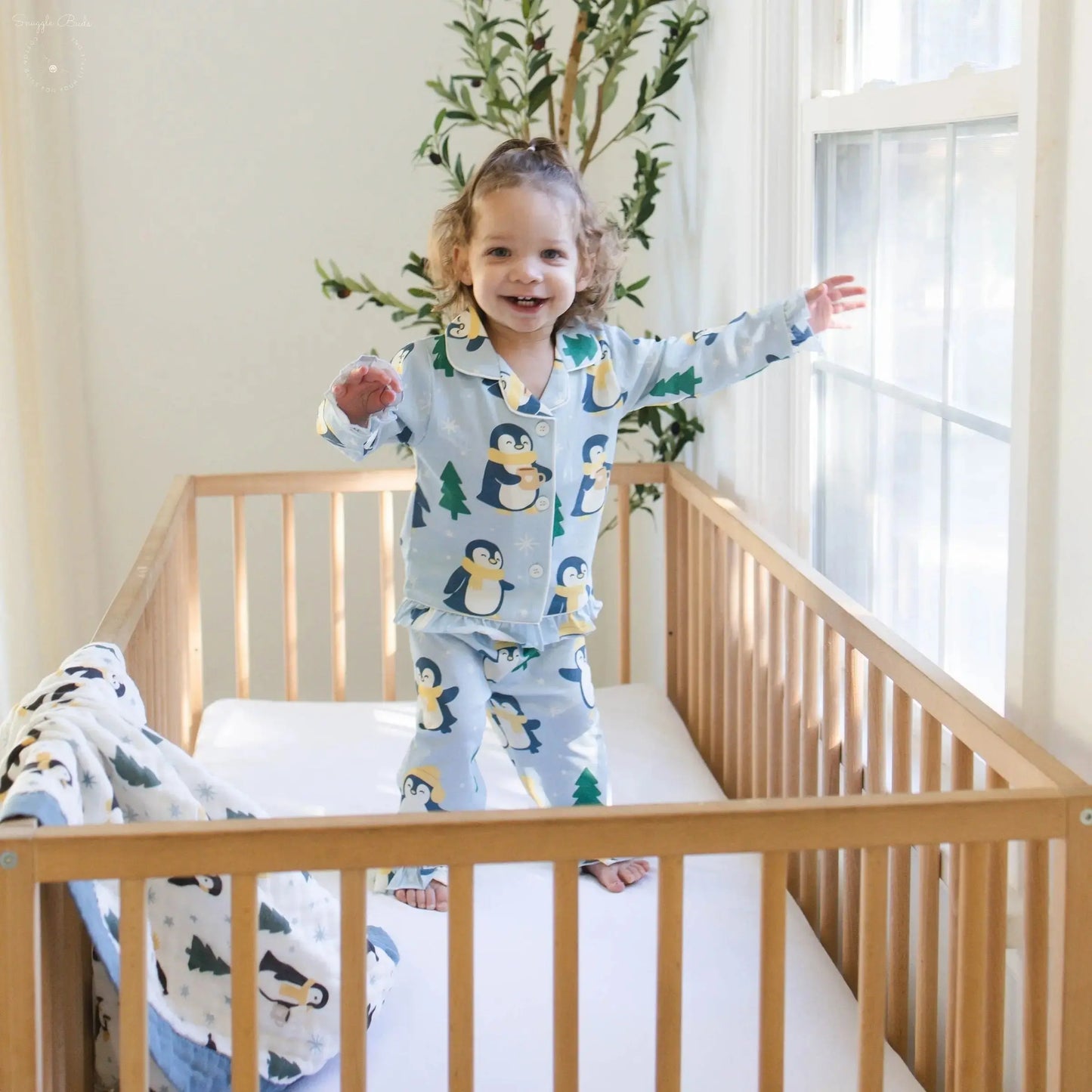 Winter Waddle Cotton Pajamas – Limited Edition Penguin Print for Toddlers & Kids (Classic & Ruffle) Snuggle Buds
