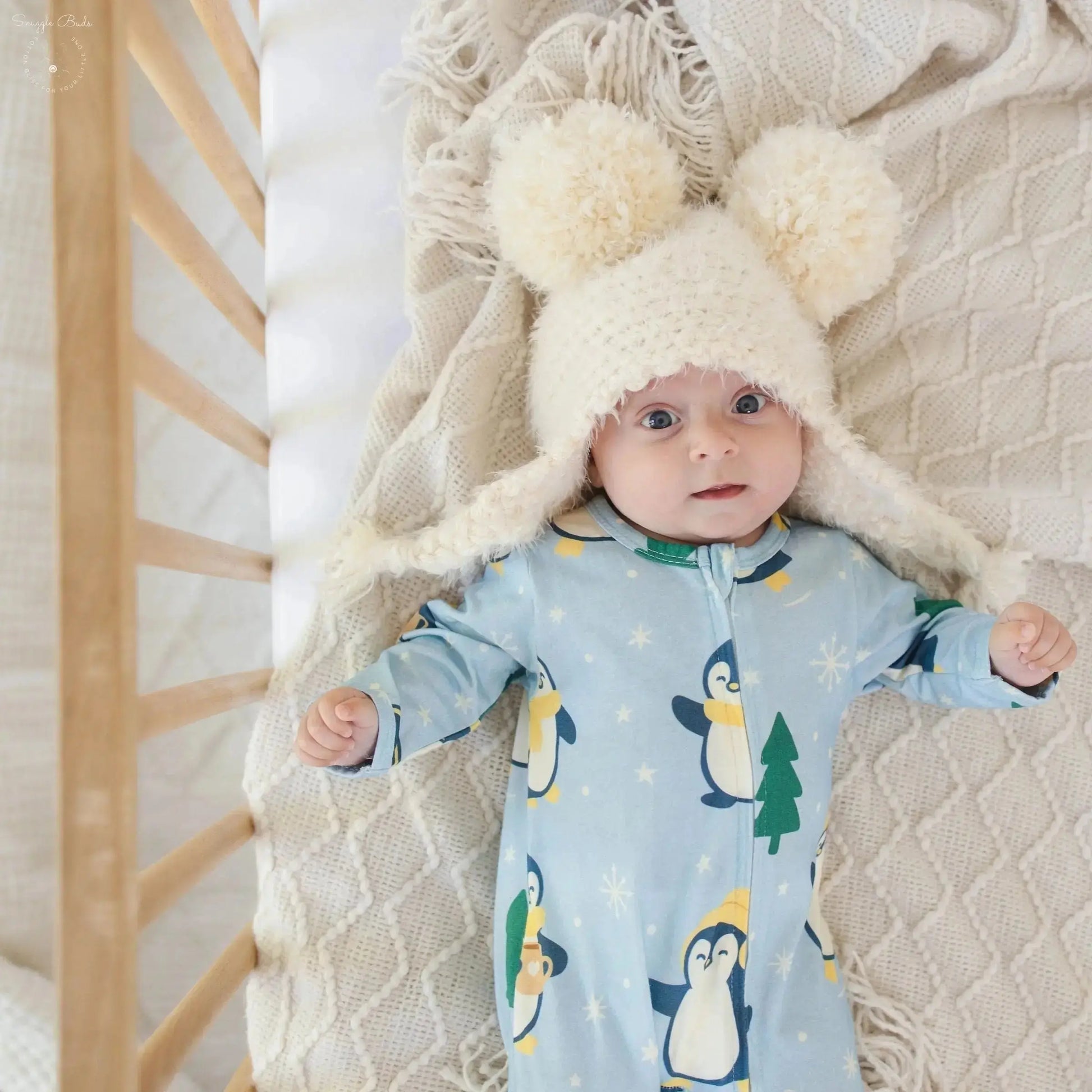 Winter Waddle Zipped Onesie (0–12 Months) – Limited Edition 100% Cotton Muslin Baby Sleepwear  Snuggle Buds