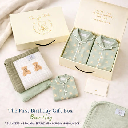 The First Birthday Gift Box – Bear Hug Snuggle Buds