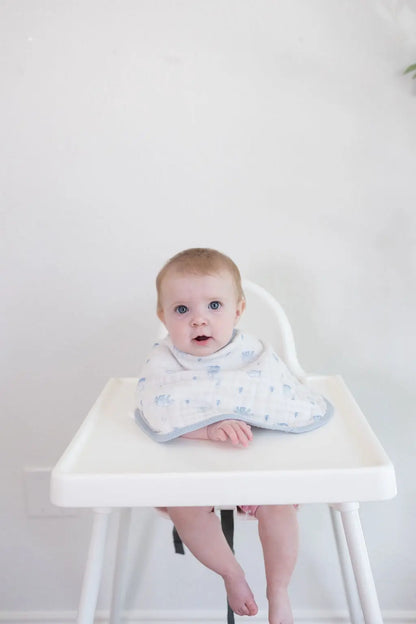Tiny Trunks 3-Pack Muslin Bib & Burp Cloth Set Snuggle Buds
