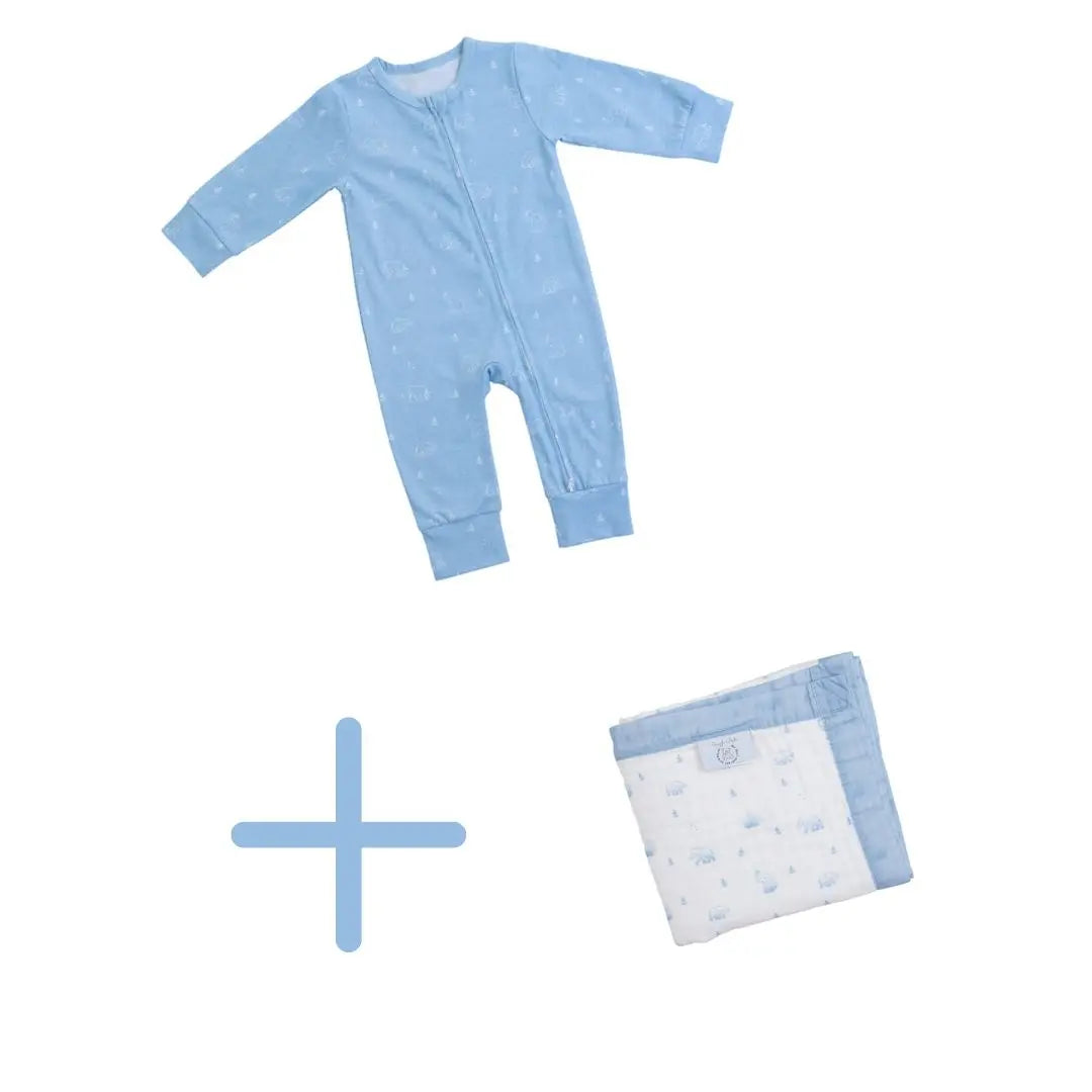Tiny Trunks Blanket + Zipped Onesie (Newborn Set) Snuggle Buds