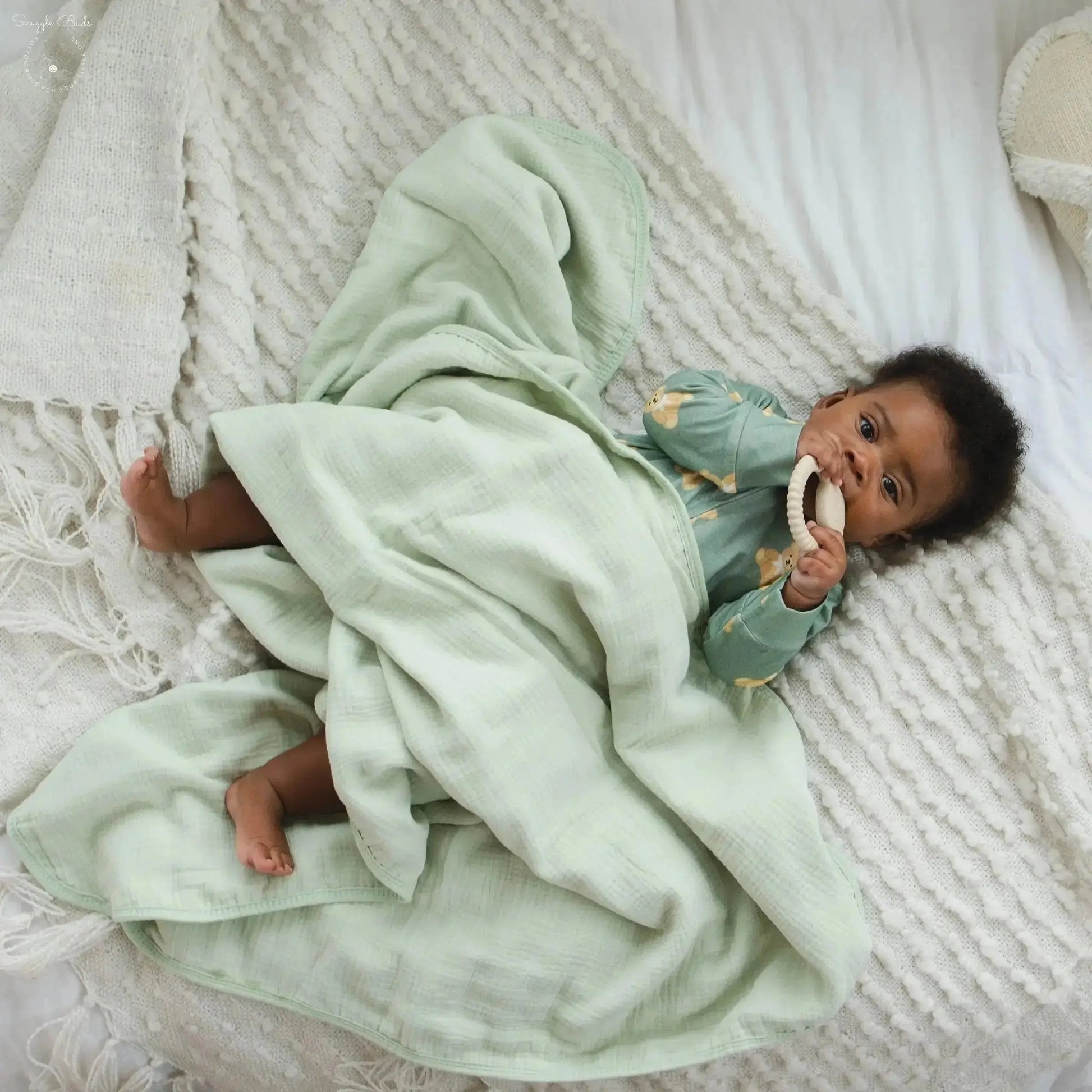 100% Muslin Cotton Blanket – Sage Green Solid (Available in Two Sizes)  Snuggle Buds