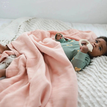 100% Muslin Cotton Blanket – Coral Pink Solid (Available in Two Sizes) Snuggle Buds