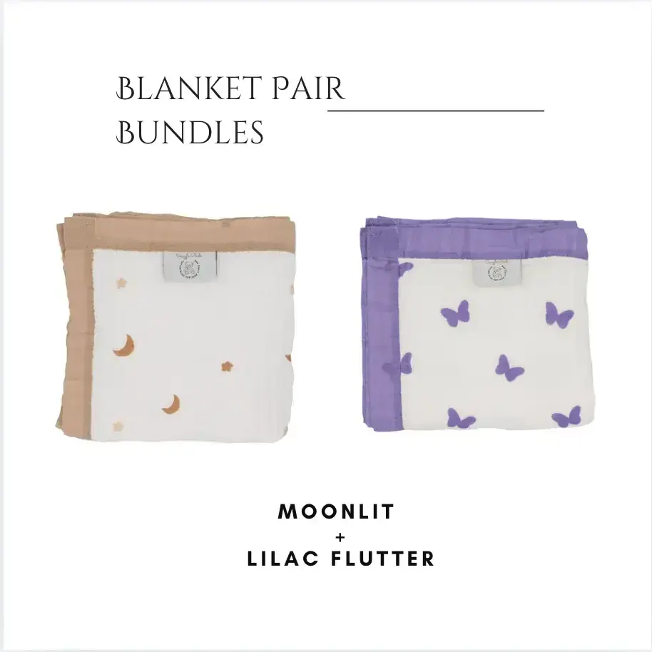 Moonlit + Lilac Flutter Blanket Bundle  Snuggle Buds