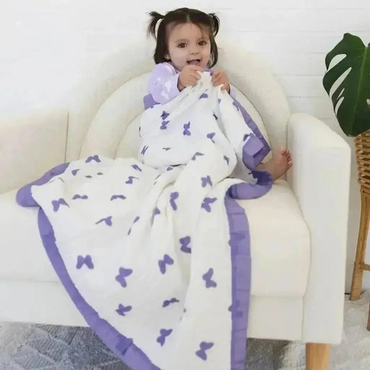 Lilac Flutter – 100% Muslin Cotton Baby Blanket Quilt for Newborns & Toddlers  Snuggle Buds