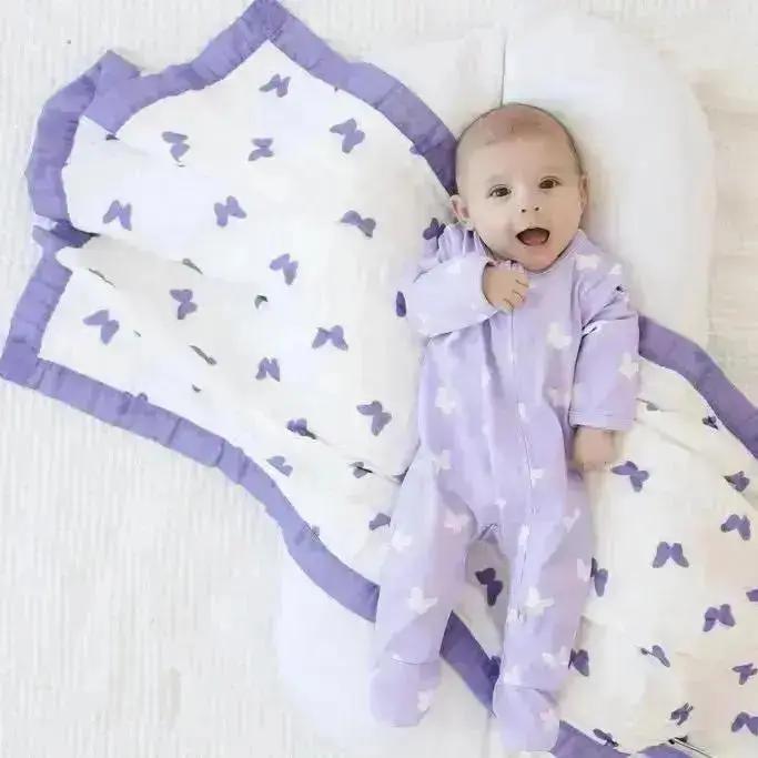 Lilac Flutter – 100% Muslin Cotton Baby Blanket Quilt for Newborns & Toddlers  Snuggle Buds