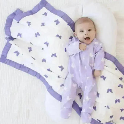 Lilac Flutter – 100% Muslin Cotton Baby Blanket Quilt for Newborns & Toddlers  Snuggle Buds