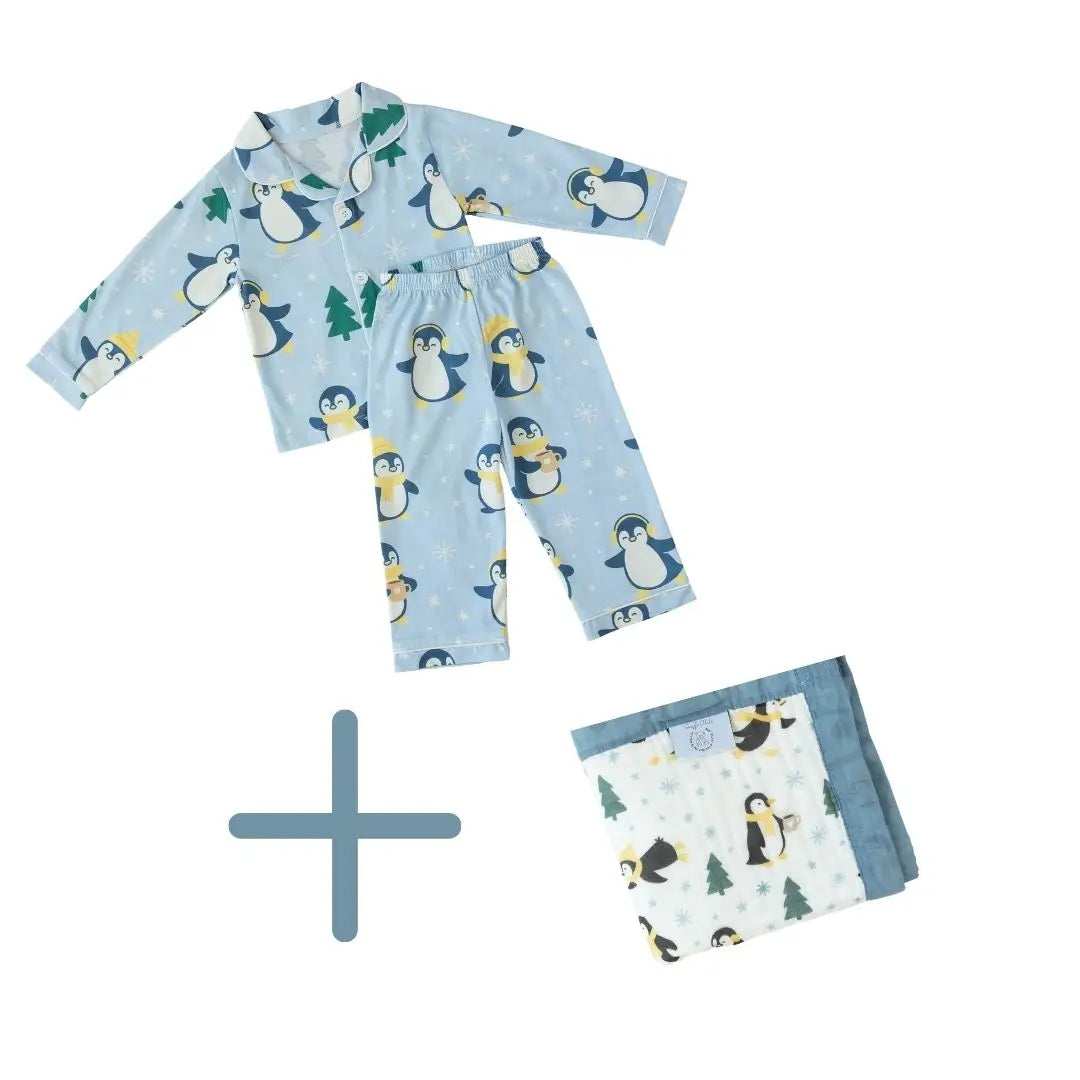 Winter Waddle Blanket + Classic Pajamas Bundle Snuggle Buds