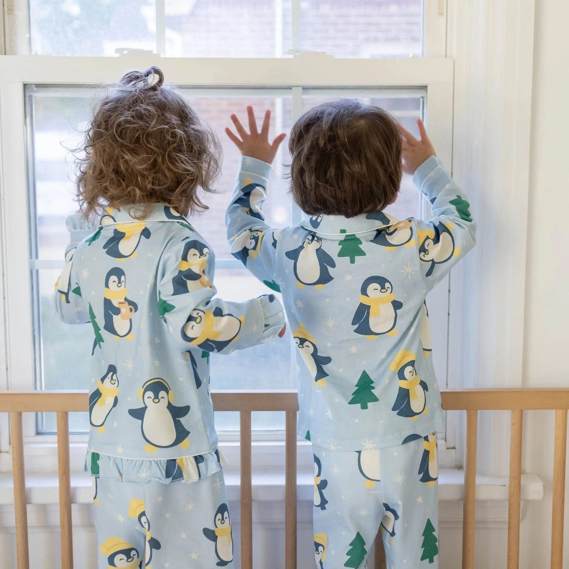 Winter Waddle Cotton Pajamas – Limited Edition Penguin Print for Toddlers & Kids (Classic & Ruffle) Snuggle Buds
