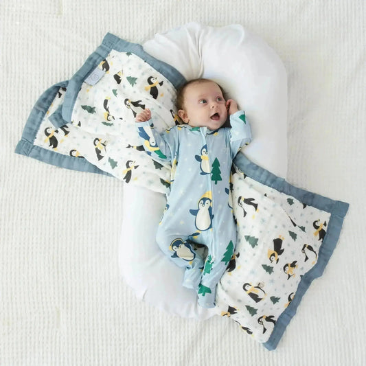 Newborn Bundle: Winter Waddle Blanket + Zipped Onesie (Newborn Set) Snuggle Buds