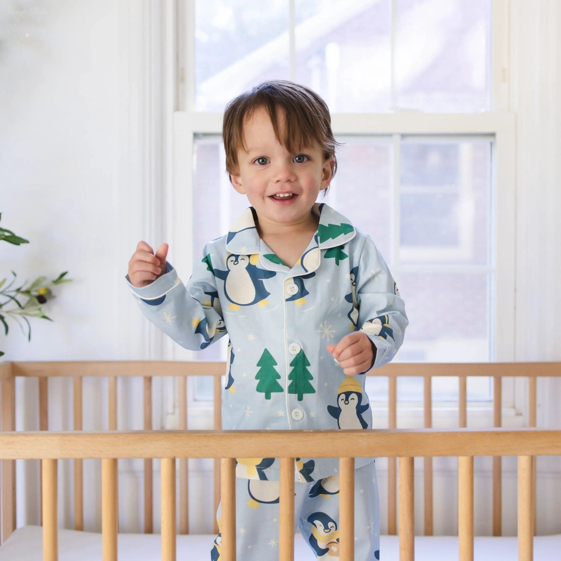 Winter Waddle Cotton Pajamas – Limited Edition Penguin Print for Toddlers & Kids (Classic & Ruffle) Snuggle Buds