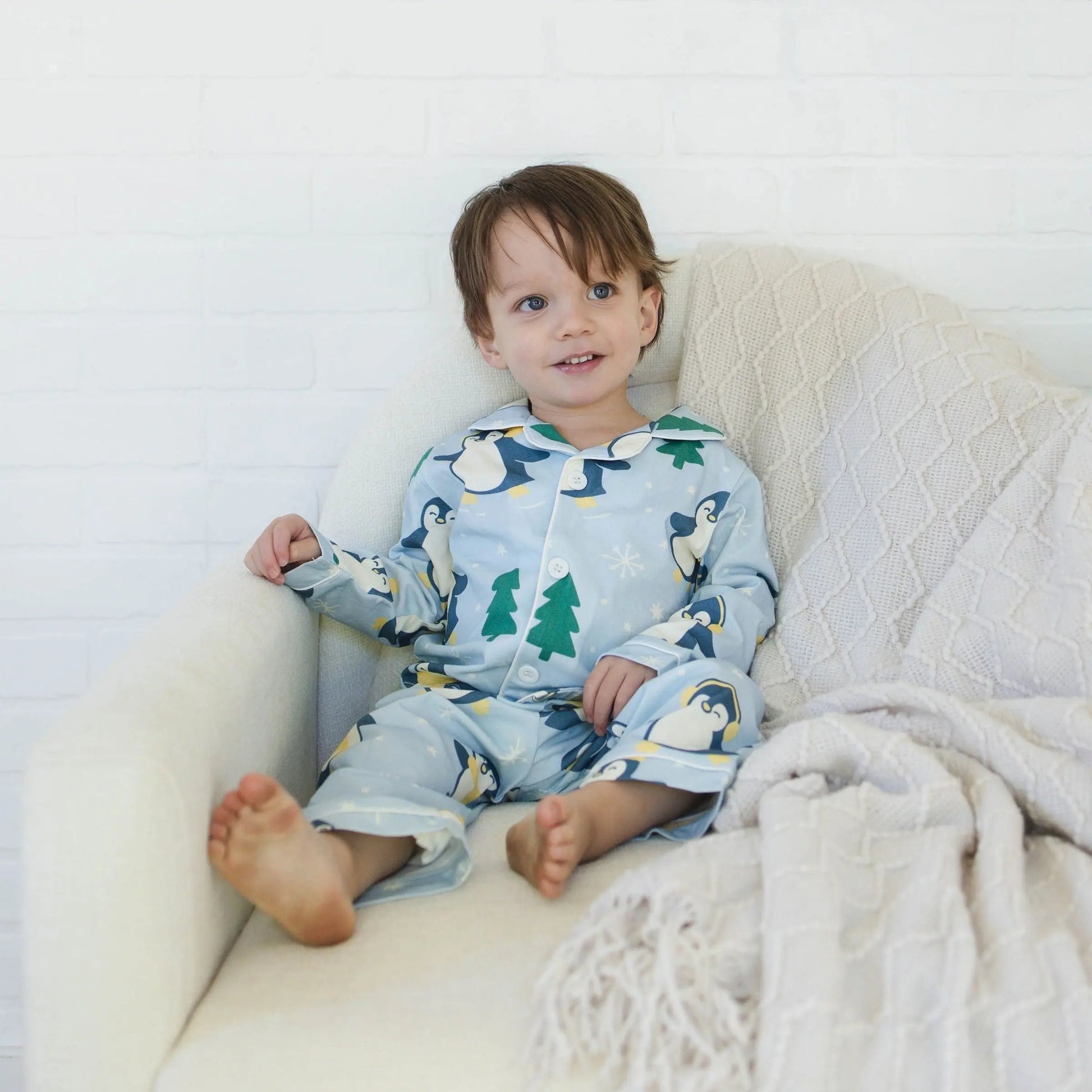 Winter Waddle Cotton Pajamas – Limited Edition Penguin Print for Toddlers & Kids (Classic & Ruffle) Snuggle Buds