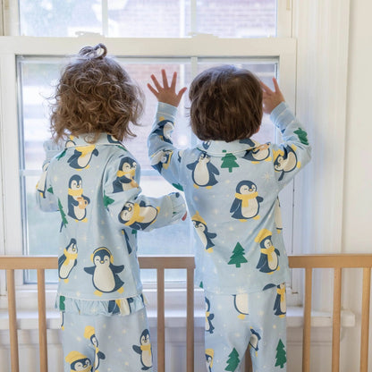Winter Waddle Cotton Pajamas – Limited Edition Penguin Print for Toddlers & Kids (Classic & Ruffle) Snuggle Buds