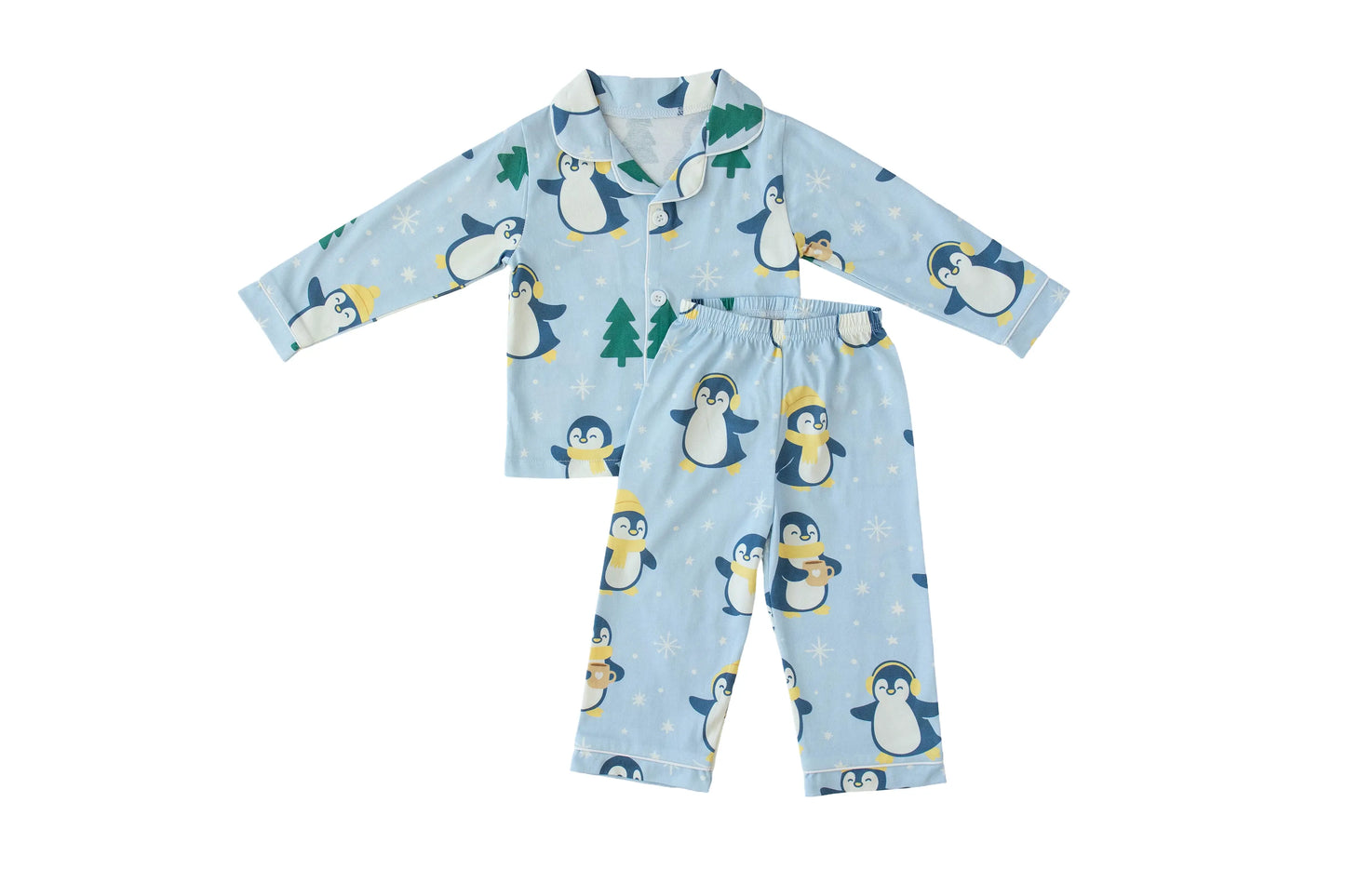 Winter Waddle Cotton Pajamas – Limited Edition Penguin Print for Toddlers & Kids (Classic & Ruffle) Snuggle Buds
