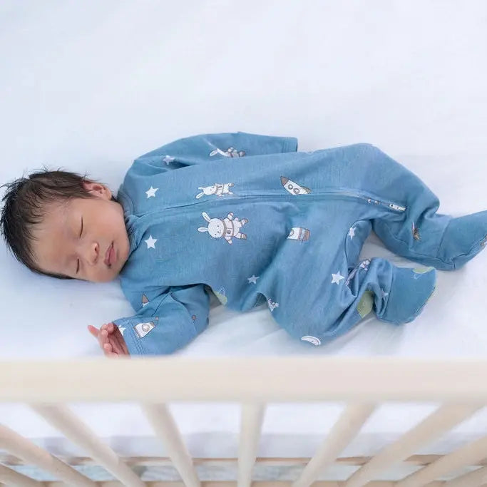 Zipped Onesie (0–12 Months) – Hoppy Cosmic Space Bunny Snuggle Buds