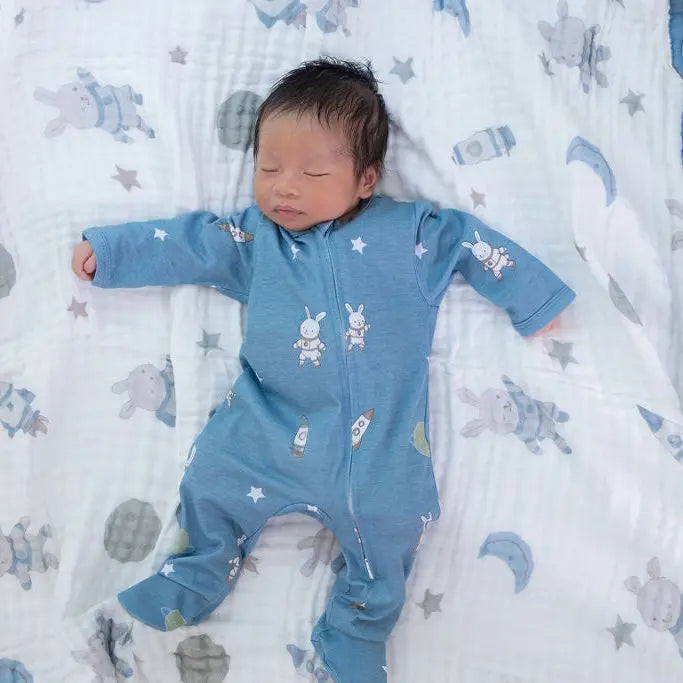 Zipped Onesie (0–12 Months) – Hoppy Cosmic Space Bunny Snuggle Buds
